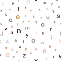 Dark Red, Yellow vector seamless layout with latin alphabet. Blurred design in simple style with signs of alphabet. Design for textile, fabric, wallpapers.