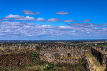 View of the Alentejo region close to a castle in the city of Estremoz, in the south of Portugal.