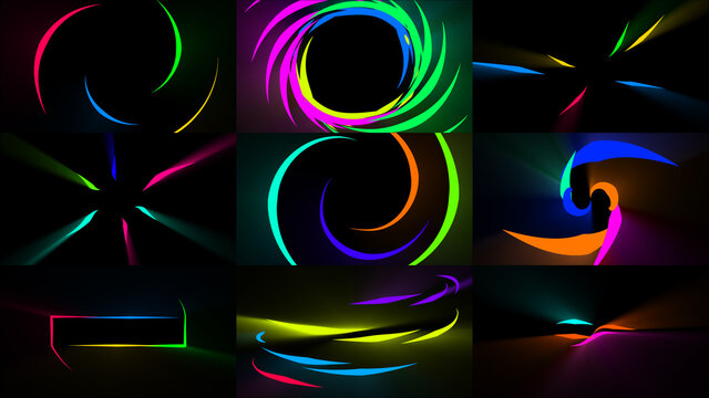 2D Glowing Dynamic Colorful Shapes