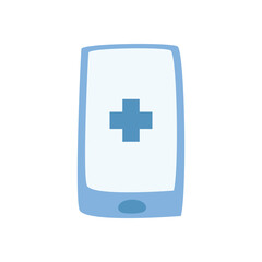Medical cross inside smartphone flat style icon vector design