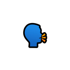 Speaking Head Vector Icon. Isolated Talking Cartoon Style Emoji, Emoticon Man Illustration
