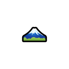 Mount Fuji Vector Icon. Isolated Volcano Cartoon Style Emoji, Emoticon Illustration