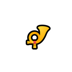 Postal Horn Vector Icon. Isolated Cornet Cartoon Style Emoji, Emoticon Illustration