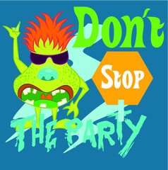 Illustration vector cute monsters with faces and horns