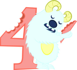 Illustration vector cute monsters with faces and horns