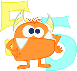 Illustration vector cute monsters with faces and horns