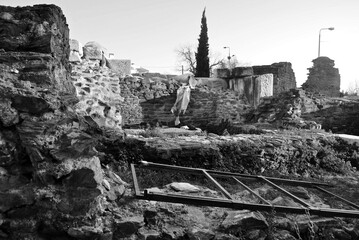 Ruins of East Thessaloniki Byzantine Walls.