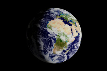 Planet Earth seen from space where the European continent and Africa are seen. 3d illustration.