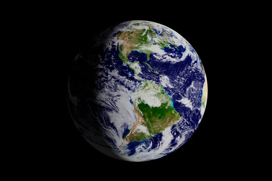 Planet Earth seen from space where the American continent is seen. 3d illustration.