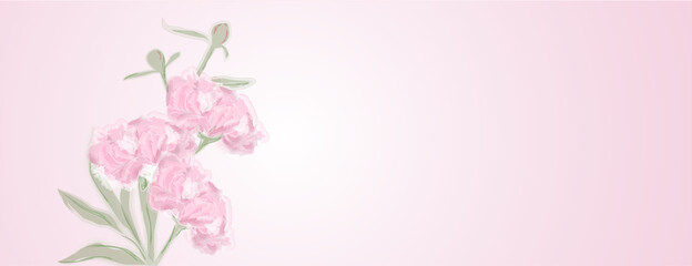 Fototapeta na wymiar Pink peony flower background in watercolor