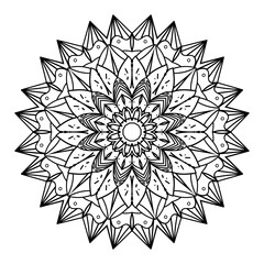 Monochrome ethnic mandala design. Decorative pattern in oriental style. Coloring book page. vector illustration