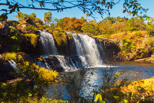 Waterfall in Serra do Cip&oacute;, Santana do Riacho, state of Minas Gerais, Brazil. Cachoeira Grande. Beautiful and paradisiac landscape. Preserved park in South America. Natural touristic attraction.