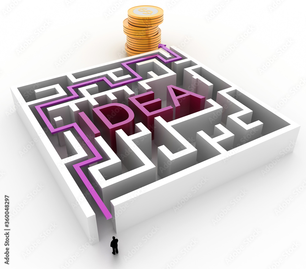 Poster maze concept, challenge and human choices theme. original 3d rendering