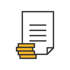 coins and receipt paper line and fill style icon vector design