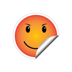 smile icon. angry smiley face. Sticker Smiling Emoticon. Yellow vector symbol. 