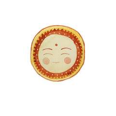Vintage oriental stylized sun illustration