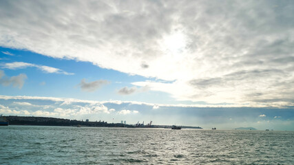 View of Bosphorus Strait in Istanbul, Turkey. Bosphorus strait separates the European part from the Asian part of Istanbul.