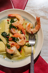Tuscan Creamy Shrimp Ravioli