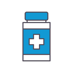 medicine jar with cross line and fill style icon vector design