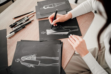 Designer working on her sketches