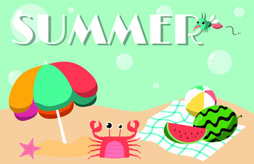 Obraz na płótnie Canvas summer beach with summer items
