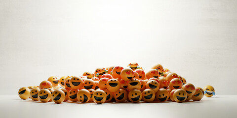 Infinite emoticons 3d rendering background, social media and communications concept