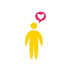 Avatar person with heart bubble flat style icon vector design