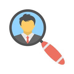 Fototapeta na wymiar Search employee for recruitment agency flat icon illustration. Human resources concept.