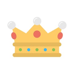 Crown flat icon illustration on white background. King crown symbol.
