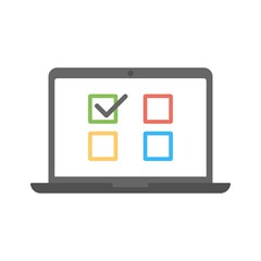 Online voting concept icon illustration in flat design style.
