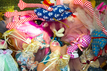 handmade doll toy. Dolls at the Toy Store. Souvenir doll made of handmade fabric. Children's toy....