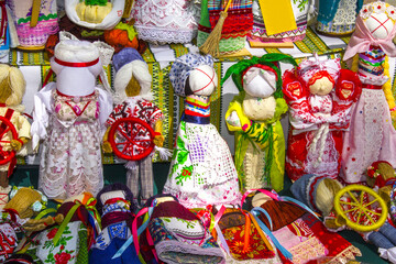 ethnic handmade doll. Doll motanka girl - an ancient amulet for protection against magic. Ukrainian...