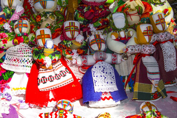 ethnic handmade doll. Doll motanka girl - an ancient amulet for protection against magic. Ukrainian...