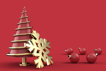 3D christmas postcard landscape .Merry Christmas concept . 3D illustration