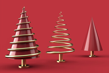 Fototapeta premium 3D christmas postcard landscape .Merry Christmas concept . 3D illustration