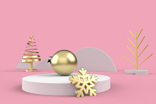 3D christmas postcard landscape .Merry Christmas concept . 3D illustration