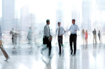 group of people in the lobby business center