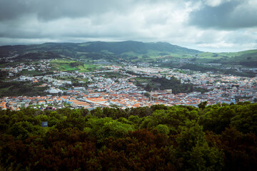 The panorama of Angra do Heroismo (Angra do Heroísmo) city in Terceira Island, Azores, Portugal