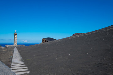 Scenic seascape with Capelinhos Volcano in Faial Island, Azores, Portugal
