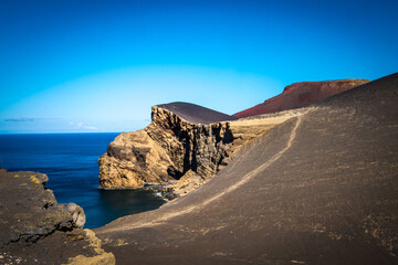 Scenic seascape with Capelinhos Volcano in Faial Island, Azores, Portugal