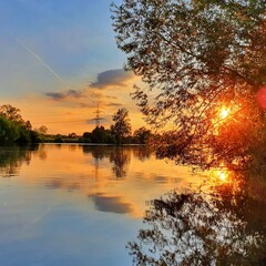 sunset over the river