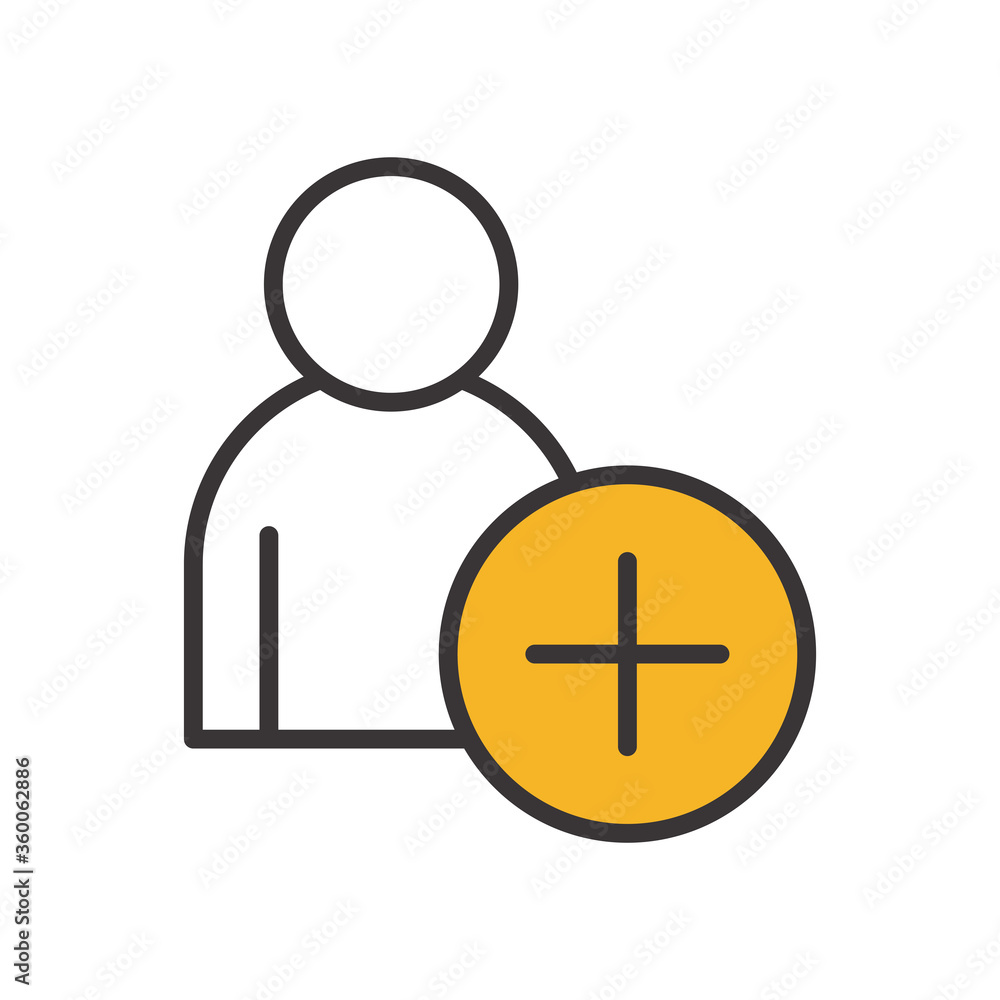 Poster avatar man with plus line and fill style icon vector design