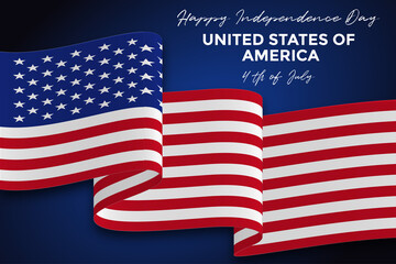 4th of July. USA independence day banner poster vector illustration.