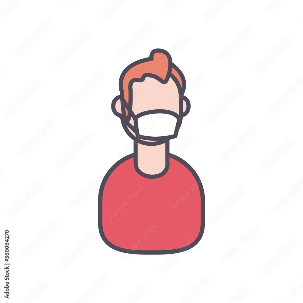 Poster man with mask line and fill style icon vector design