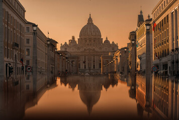 vatican at sunset with reflection