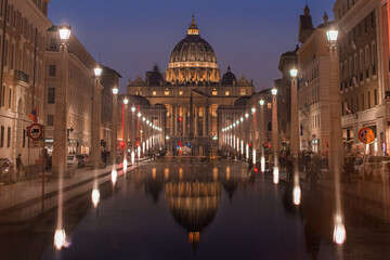 vatican at night - obrazy, fototapety, plakaty