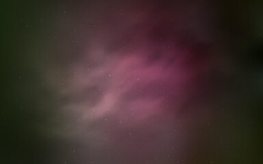 Light Green, Red vector pattern with night sky stars. Blurred decorative design in simple style with galaxy stars. Pattern for futuristic ad, booklets.