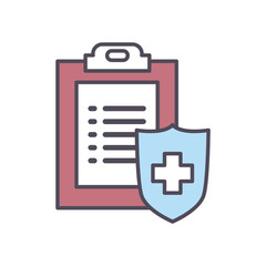 Fototapeta premium document and shield with cross line and fill style icon vector design