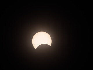 Okinawa,Japan-June 21, 2020: Partial solar eclipse observed at Miyakojima island in Okinawa, Japan, on June 21, 2020
