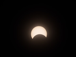 Okinawa,Japan-June 21, 2020: Partial solar eclipse observed at Miyakojima island in Okinawa, Japan, on June 21, 2020
